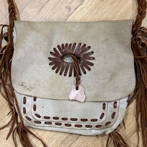 Jimmie WZ Chic Beige and Brown Leather Crossbody Bag